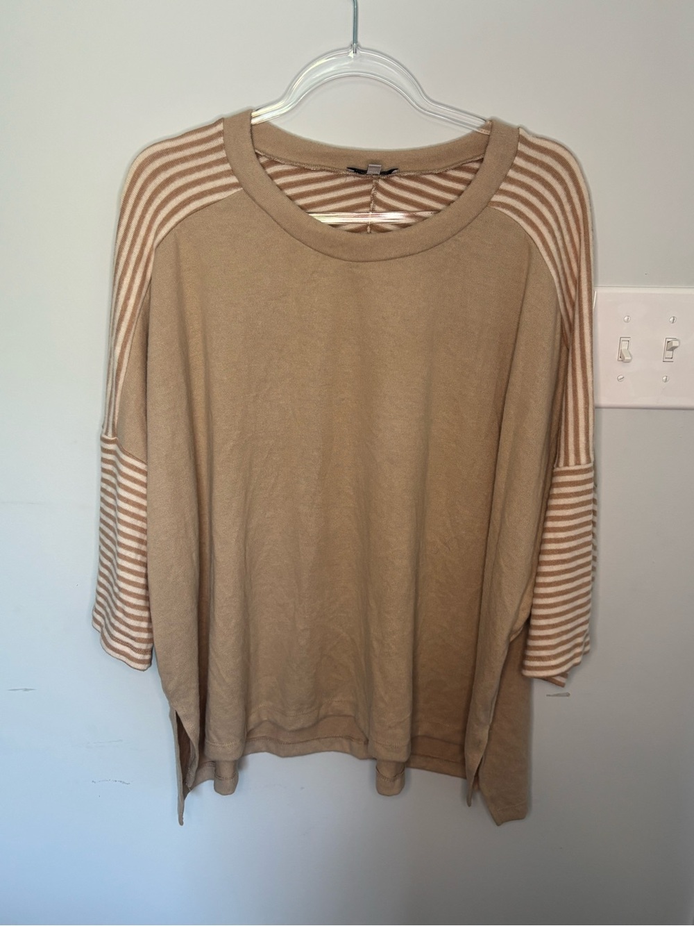white birch Neutral Stripe-Sleeve Pullover